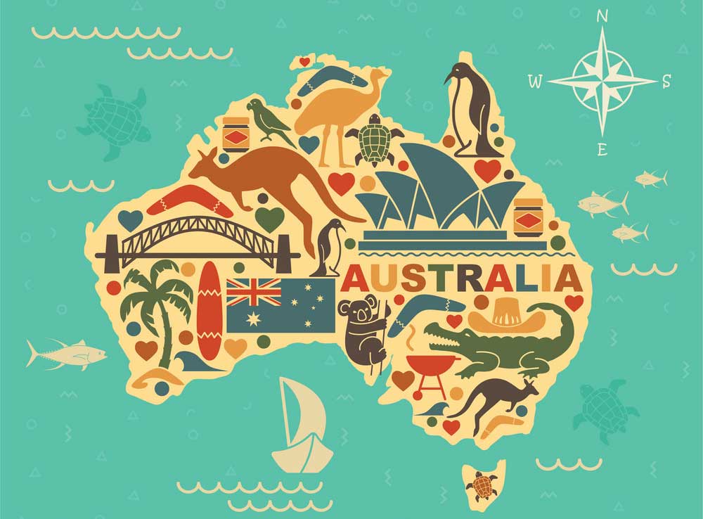vacanze in Australia mappa continente