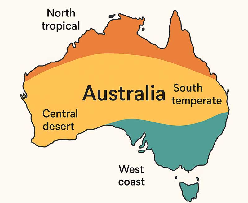mappa delle zone climatiche in Australia mappa delle zone climatiche in Australia