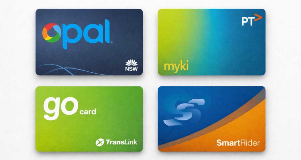 Carte trasporti pubblici australiane Opal Sydney myki Melbourne go card Brisbane SmartRider Perth