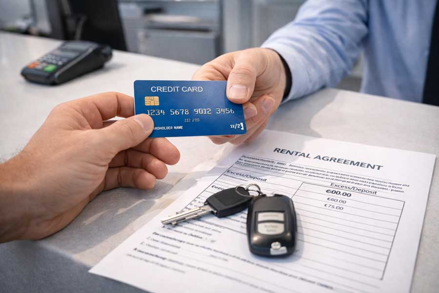 Carta di credito necessaria per deposito cauzionale e pre-autorizzazione al momento del ritiro dell'auto a noleggio in Australia Carta di credito necessaria per deposito cauzionale e pre-autorizzazione al momento del ritiro dell'auto a noleggio in Australia