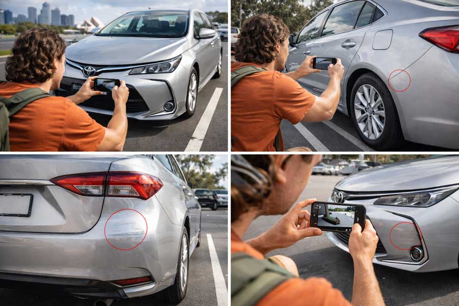 Controllo e documentazione auto a noleggio in Australia prima del ritiro Controllo e documentazione auto a noleggio in Australia prima del ritiro