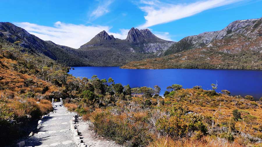 Cradle Mountain e il suo lago sono il punto più scenograficamente e selvaggio dell'itinerario in Tasmania