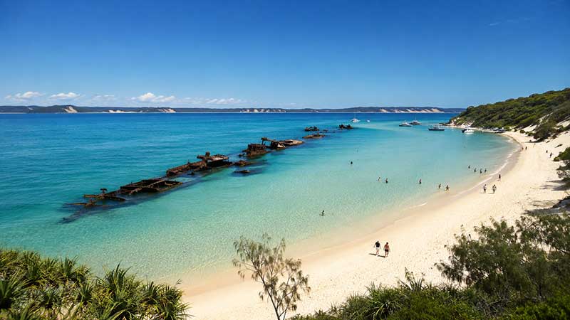 Spiaggia e mare di Moreton Island durante un’escursione da Brisbane