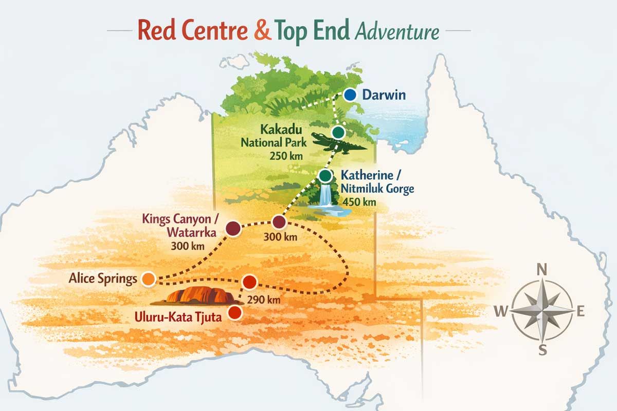 Itinerario Red Centre e Top End: Uluru e Kakadu 1 Itinerario Red Centre e Top End: Uluru al tramonto e Kakadu National Park