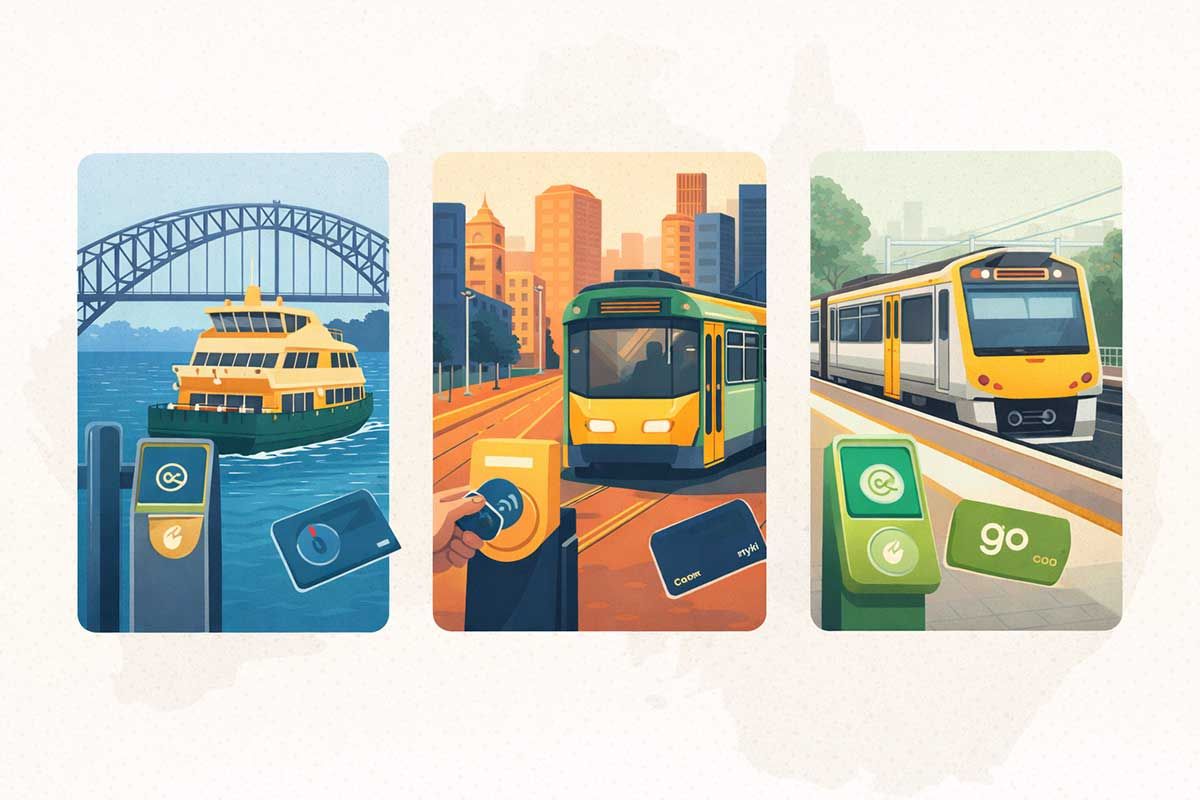 Opal Card, myki e go card: guida ai trasporti urbani 1 Trasporti pubblici urbani in Australia: ferry sul porto di Sydney, tram nel centro di Melbourne e treno a Brisbane